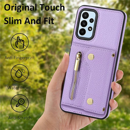 DF-09 Accordion Card Case for Samsung Galaxy A13 4G Crossbody Zipper Phone Cover