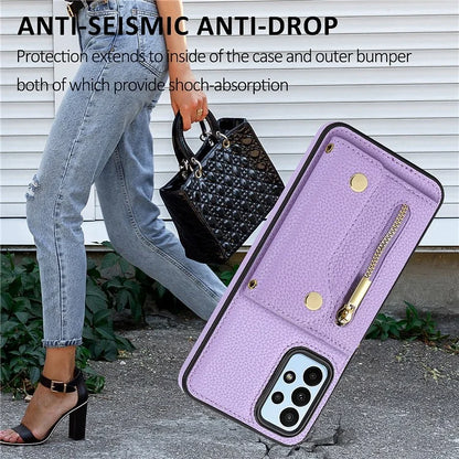 DF-09 Accordion Card Case for Samsung Galaxy A13 4G Crossbody Zipper Phone Cover