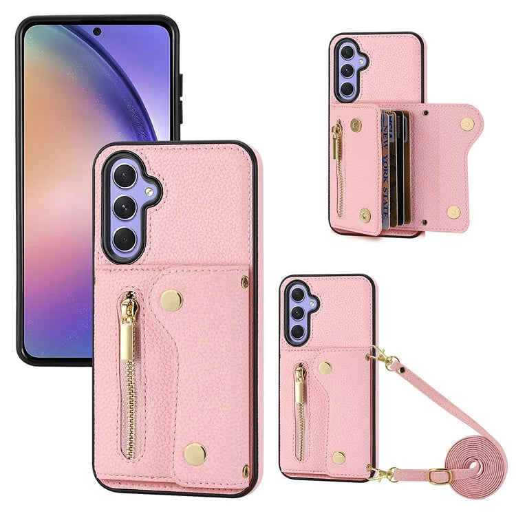DF-09 Crossbody for Samsung Galaxy S24+ Phone Case Wallet Cover with Accordion Design