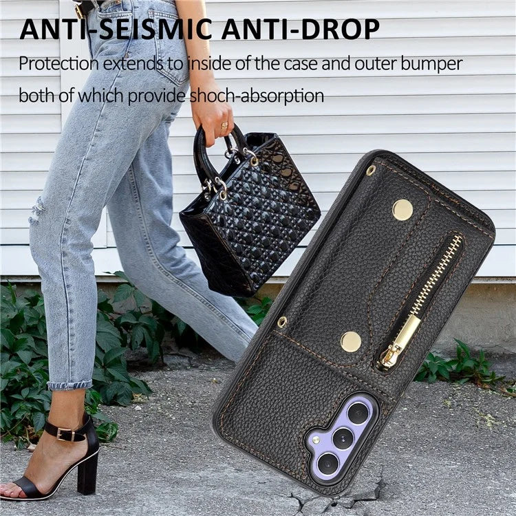 DF-09 Crossbody for Samsung Galaxy S24+ Phone Case Wallet Cover with Accordion Design