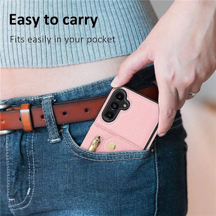DF-09 Card Case for Samsung Galaxy A04 4G (164.4 x 76.3 x 9.1 mm) Crossbody Zipper Phone Cover