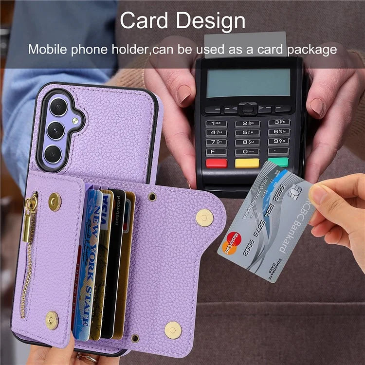 DF-09 Card Case for Samsung Galaxy A34 5G Purse Phone Case with Detachable Strap