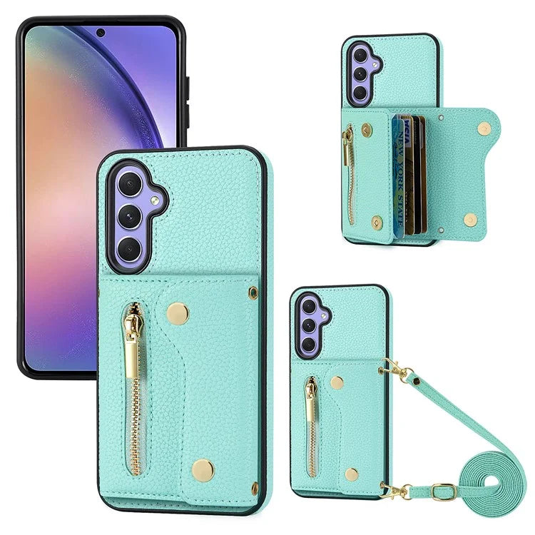 DF-09 Card Case for Samsung Galaxy A34 5G Purse Phone Case with Detachable Strap