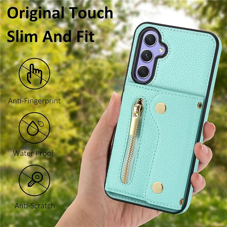 DF-09 Card Case for Samsung Galaxy A34 5G Purse Phone Case with Detachable Strap