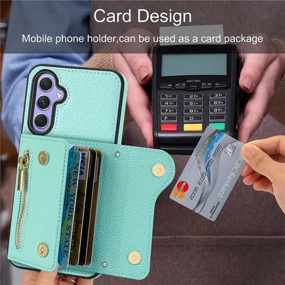 DF-09 Card Case for Samsung Galaxy A34 5G Purse Phone Case with Detachable Strap
