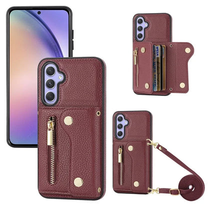 DF-09 Card Case for Samsung Galaxy A34 5G Purse Phone Case with Detachable Strap