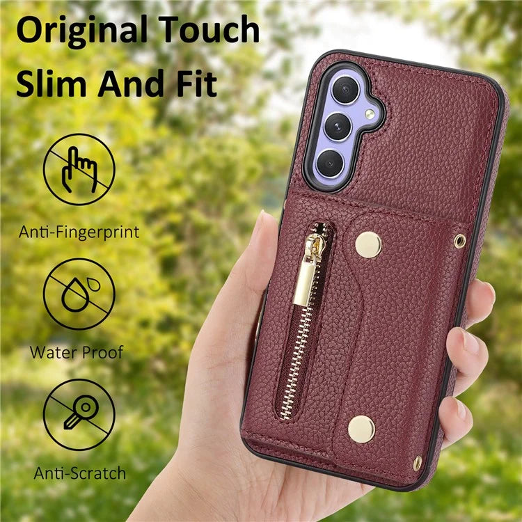 DF-09 Card Case for Samsung Galaxy A34 5G Purse Phone Case with Detachable Strap
