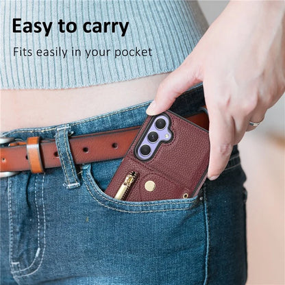 DF-09 Card Case for Samsung Galaxy A34 5G Purse Phone Case with Detachable Strap