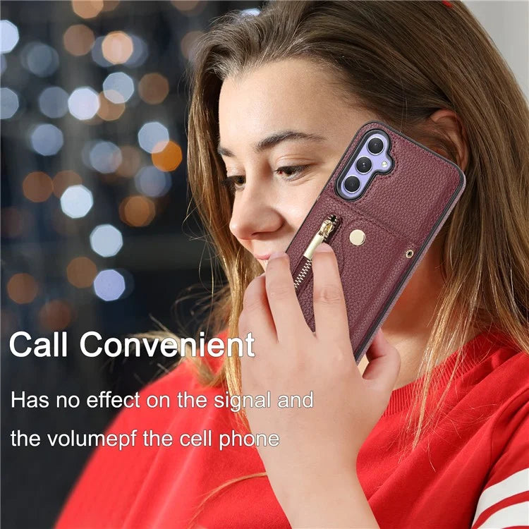 DF-09 Card Case for Samsung Galaxy A34 5G Purse Phone Case with Detachable Strap