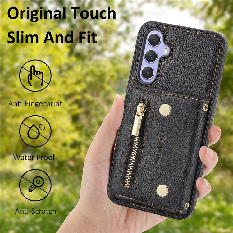 DF-09 Card Case for Samsung Galaxy A34 5G Purse Phone Case with Detachable Strap