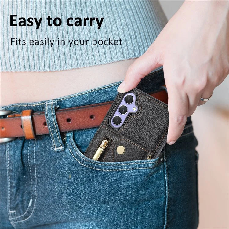 DF-09 Card Case for Samsung Galaxy A34 5G Purse Phone Case with Detachable Strap