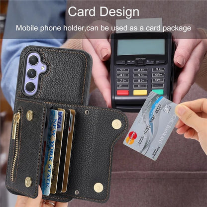 DF-09 Card Case for Samsung Galaxy A34 5G Purse Phone Case with Detachable Strap