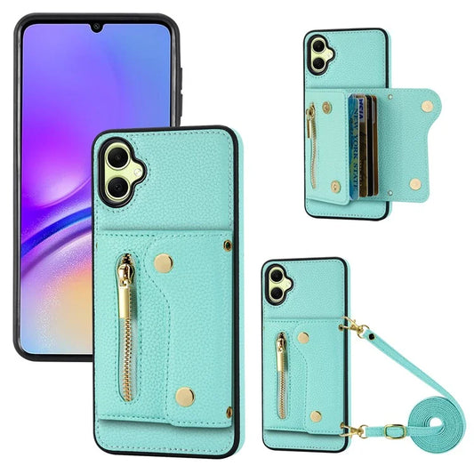 DF-09 Card Holder Case for Samsung Galaxy A05 4G Crossbody Leather Zipper Phone Cover
