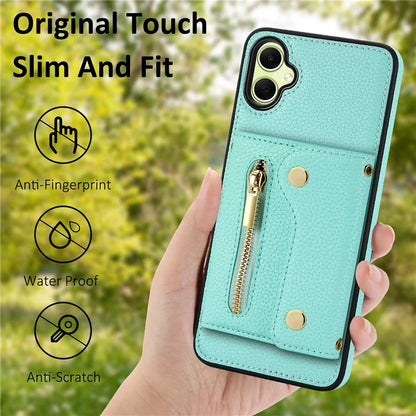 DF-09 Card Holder Case for Samsung Galaxy A05 4G Crossbody Leather Zipper Phone Cover