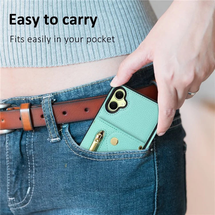 DF-09 Card Holder Case for Samsung Galaxy A05 4G Crossbody Leather Zipper Phone Cover