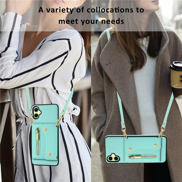 DF-09 Card Holder Case for Samsung Galaxy A05 4G Crossbody Leather Zipper Phone Cover