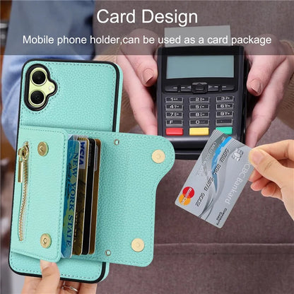 DF-09 Card Holder Case for Samsung Galaxy A05 4G Crossbody Leather Zipper Phone Cover