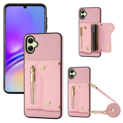 DF-09 Card Holder Case for Samsung Galaxy A05 4G Crossbody Leather Zipper Phone Cover