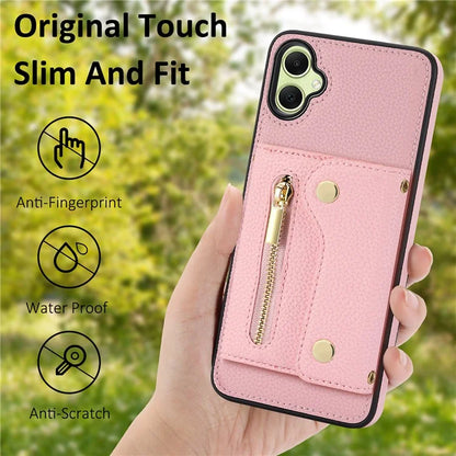 DF-09 Card Holder Case for Samsung Galaxy A05 4G Crossbody Leather Zipper Phone Cover