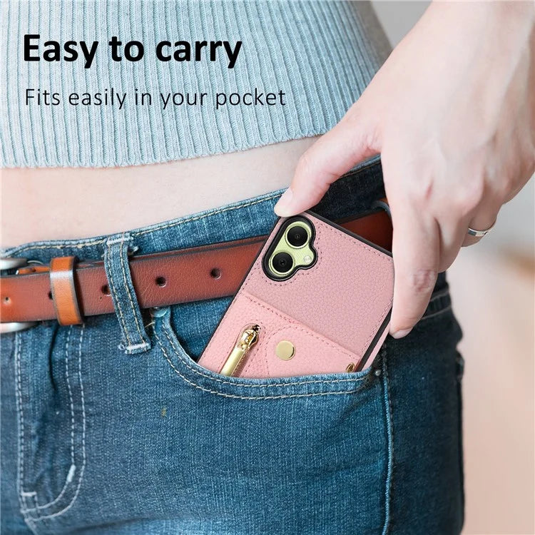 DF-09 Card Holder Case for Samsung Galaxy A05 4G Crossbody Leather Zipper Phone Cover