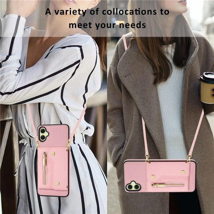 DF-09 Card Holder Case for Samsung Galaxy A05 4G Crossbody Leather Zipper Phone Cover