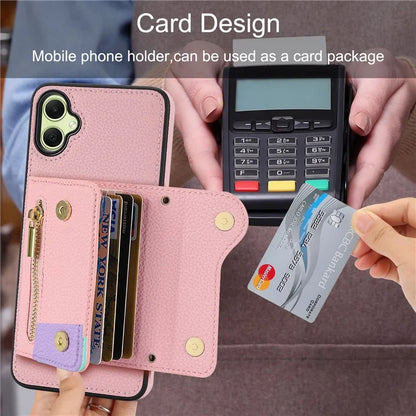DF-09 Card Holder Case for Samsung Galaxy A05 4G Crossbody Leather Zipper Phone Cover