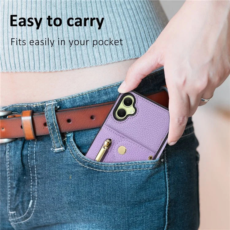 DF-09 Card Holder Case for Samsung Galaxy A05 4G Crossbody Leather Zipper Phone Cover