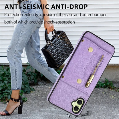DF-09 Card Holder Case for Samsung Galaxy A05 4G Crossbody Leather Zipper Phone Cover