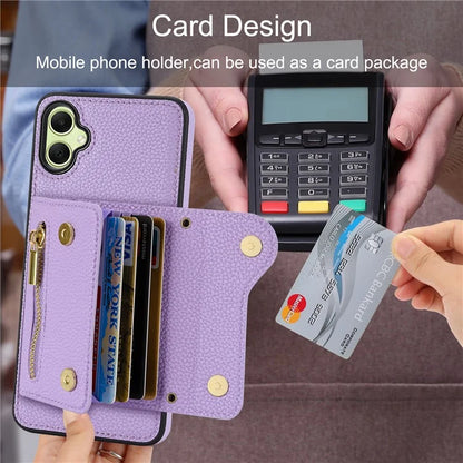 DF-09 Card Holder Case for Samsung Galaxy A05 4G Crossbody Leather Zipper Phone Cover
