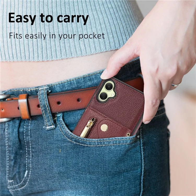 DF-09 Card Holder Case for Samsung Galaxy A05 4G Crossbody Leather Zipper Phone Cover