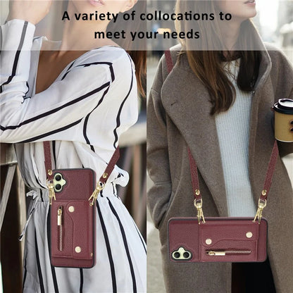 DF-09 Card Holder Case for Samsung Galaxy A05 4G Crossbody Leather Zipper Phone Cover