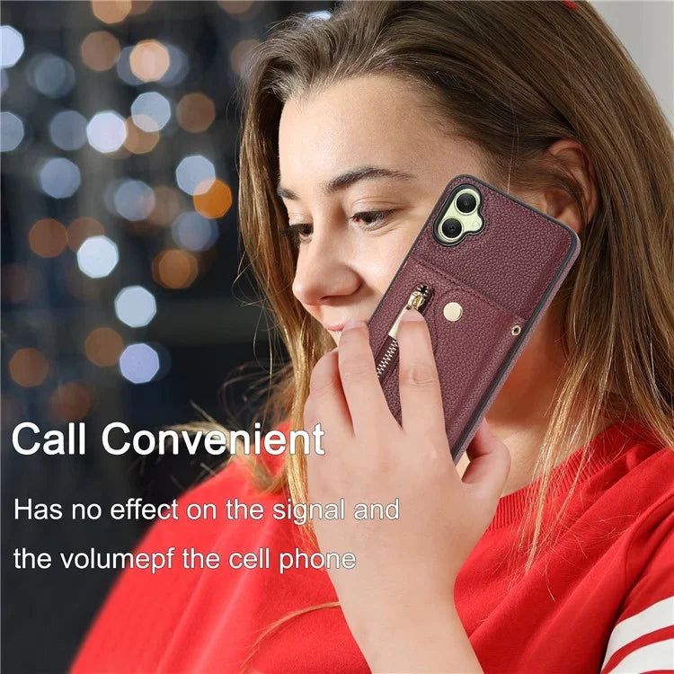 DF-09 Card Holder Case for Samsung Galaxy A05 4G Crossbody Leather Zipper Phone Cover