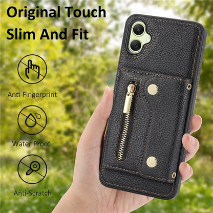 DF-09 Card Holder Case for Samsung Galaxy A05 4G Crossbody Leather Zipper Phone Cover