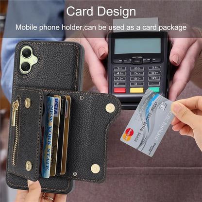 DF-09 Card Holder Case for Samsung Galaxy A05 4G Crossbody Leather Zipper Phone Cover