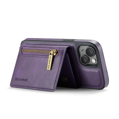 DG.MING M5 Series For iPhone 14 Magnetic Case RFID Blocking Detachable Leather+TPU+PC Wallet Cover