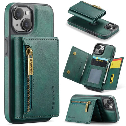 DG.MING M5 Series For iPhone 14 Plus Case Detachable Magnetic Leather Phone Protector with Card Slots