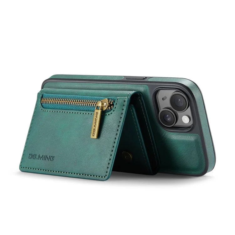 DG.MING M5 Series For iPhone 14 Plus Case Detachable Magnetic Leather Phone Protector with Card Slots