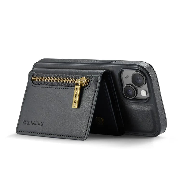 DG.MING M5 Series For iPhone 14 Plus Case Detachable Magnetic Leather Phone Protector with Card Slots