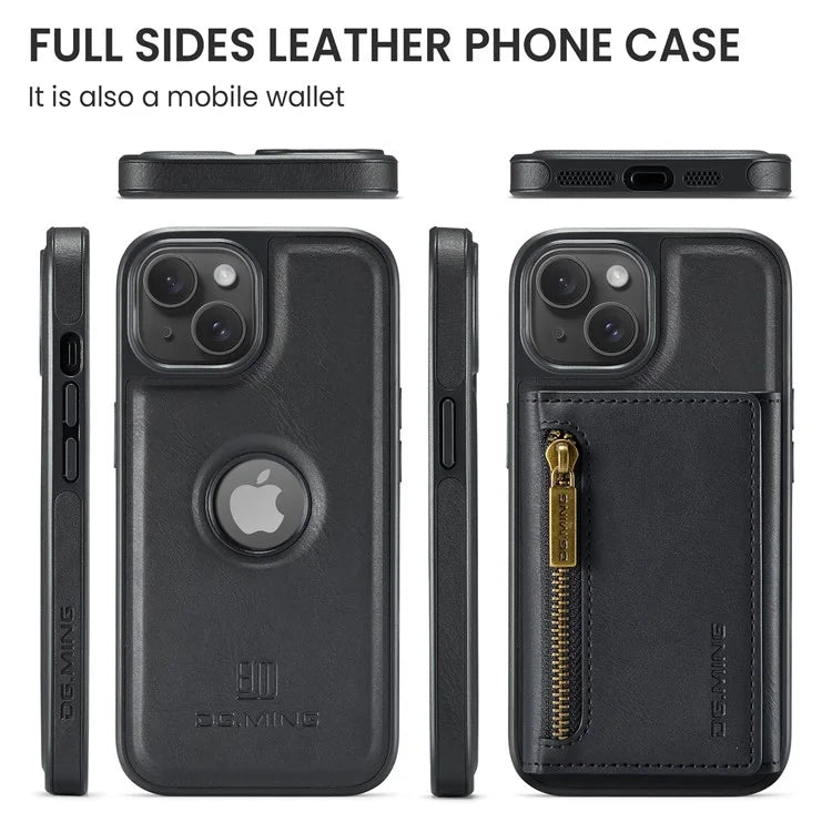 DG.MING M5 Series For iPhone 14 Plus Case Detachable Magnetic Leather Phone Protector with Card Slots
