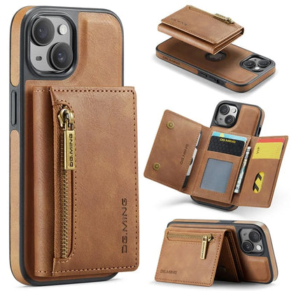 DG.MING M5 Series For iPhone 14 Plus Case Detachable Magnetic Leather Phone Protector with Card Slots