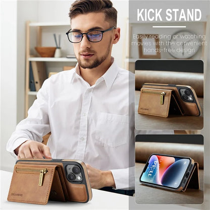 DG.MING M5 Series For iPhone 14 Plus Case Detachable Magnetic Leather Phone Protector with Card Slots