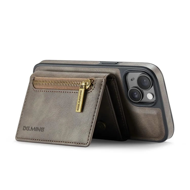 DG.MING M5 Series For iPhone 14 Plus Case Detachable Magnetic Leather Phone Protector with Card Slots
