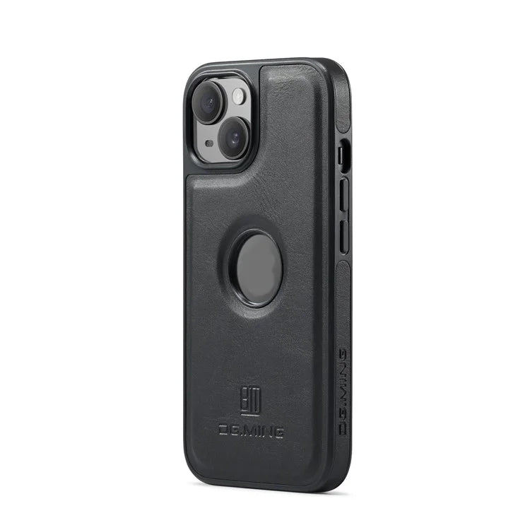 DG.MING For iPhone 13 6.1 inch Cell Phone Case Leather Coating Support Wireless Charging Back Cover