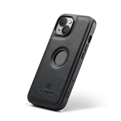 DG.MING For iPhone 13 6.1 inch Cell Phone Case Leather Coating Support Wireless Charging Back Cover