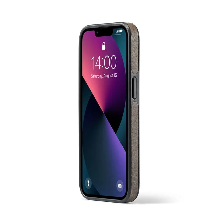 DG.MING For iPhone 13 6.1 inch Cell Phone Case Leather Coating Support Wireless Charging Back Cover