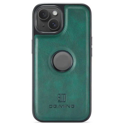 DG.MING For iPhone 13 6.1 inch Cell Phone Case Leather Coating Support Wireless Charging Back Cover