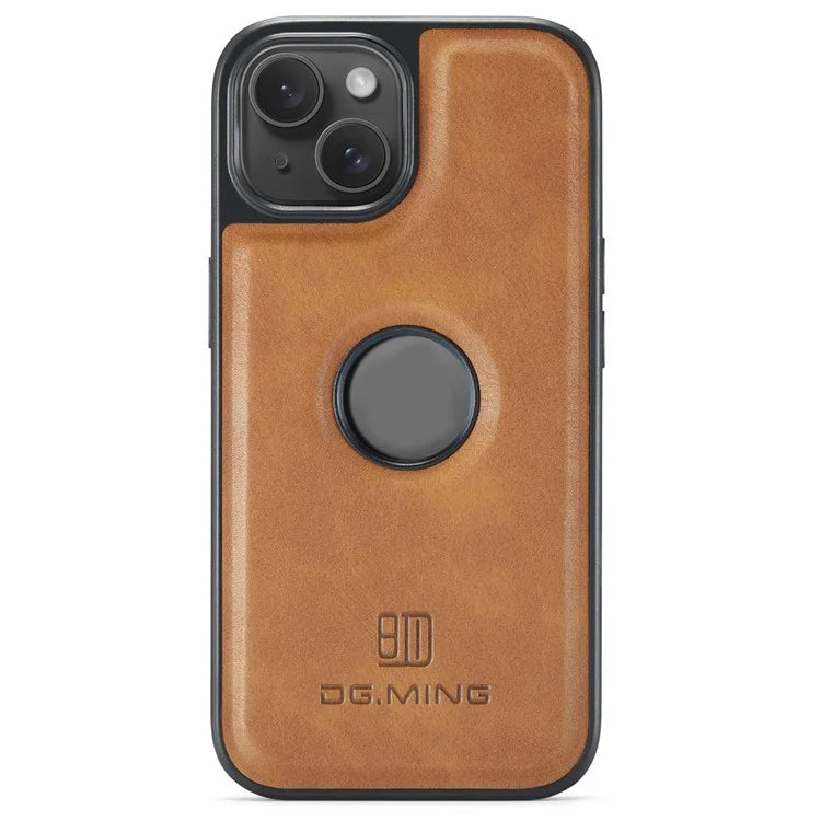 DG.MING For iPhone 14 Case Scratch-proof Full Side Leather Coating Phone Shell