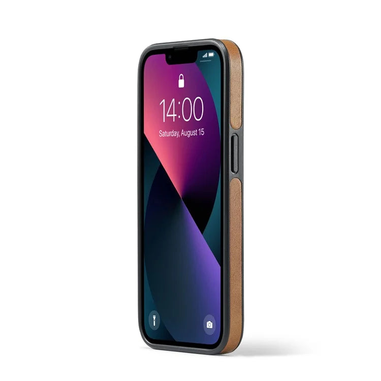 DG.MING For iPhone 14 Case Scratch-proof Full Side Leather Coating Phone Shell