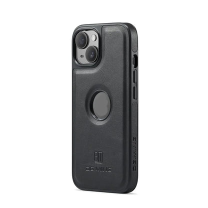 DG.MING For iPhone 14 Case Scratch-proof Full Side Leather Coating Phone Shell