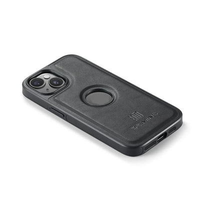 DG.MING For iPhone 14 Case Scratch-proof Full Side Leather Coating Phone Shell